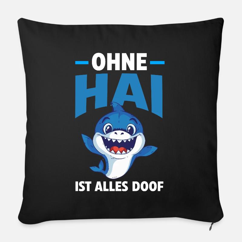 Hai Haie Haifisch - Sofakissenbezug 45 x 45 cm - Schwarz