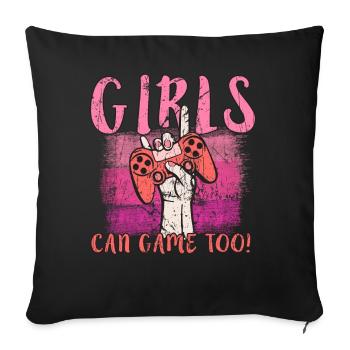 Gaming Girls peut jouer trop Gamer Girl - Housse de coussin décorative 45 x 45 cm - noir - Devant