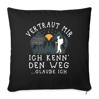 Alpenüberquerung Tegernsee Sterzing Pilgerweg - Sofakissenbezug 45 x 45 cm - Schwarz - Vorne