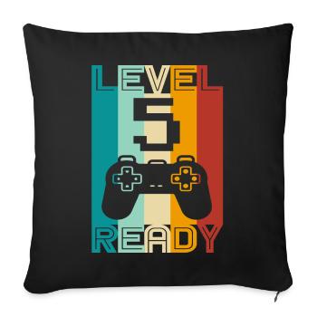 5th Birthday and 5th Anniversary Gaming Design - Sofa pillowcase 17,3'' x 17,3'' (45 x 45 cm) - black - Front