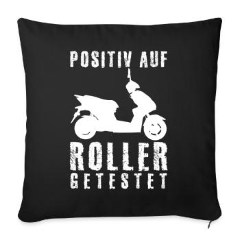 Mofa Mopet Motorroller Mofafahrer Moped - Sofakissenbezug 45 x 45 cm - Schwarz - Vorne