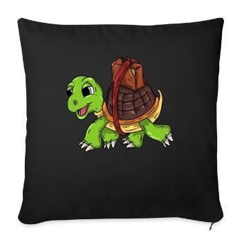 Turtle on the road - Sofa pillowcase 17,3'' x 17,3'' (45 x 45 cm) - black - Front
