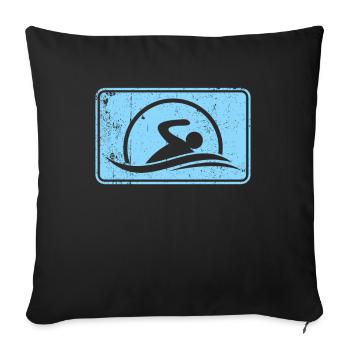 Logo du nageur nageur - Housse de coussin décorative 45 x 45 cm - noir - Devant