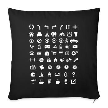 Icons | for travel, foreign countries and languages - Sofa pillowcase 17,3'' x 17,3'' (45 x 45 cm) - black - Front