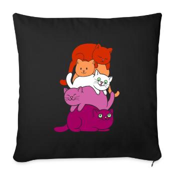 Lesbian Katze Katzen Stapel - Sofakissenbezug 45 x 45 cm - Schwarz - Vorne