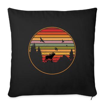 Moose Vintage Sunset Orignal scandinave - Housse de coussin décorative 45 x 45 cm - noir - Devant