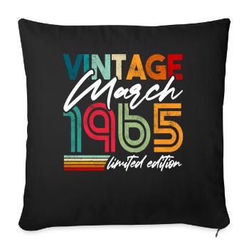 Vintage born March 1965 Birthday March 1965 - Sofa pillowcase 17,3'' x 17,3'' (45 x 45 cm) - black - Front