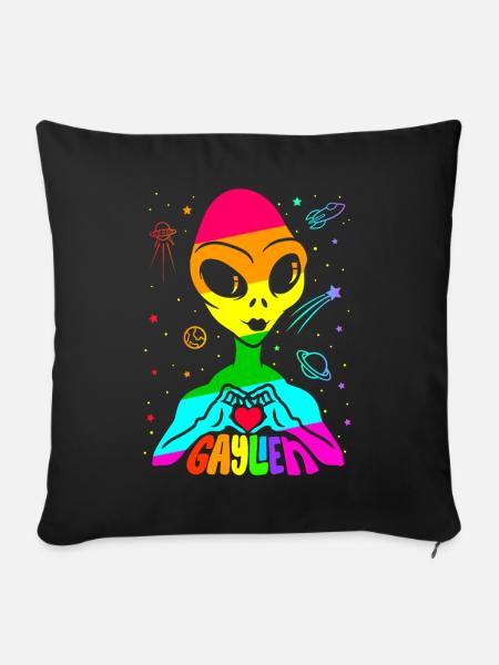 Gaylien Regenbogen gay Pride LGBT - Sofakissenbezug 45 x 45 cm - Schwarz