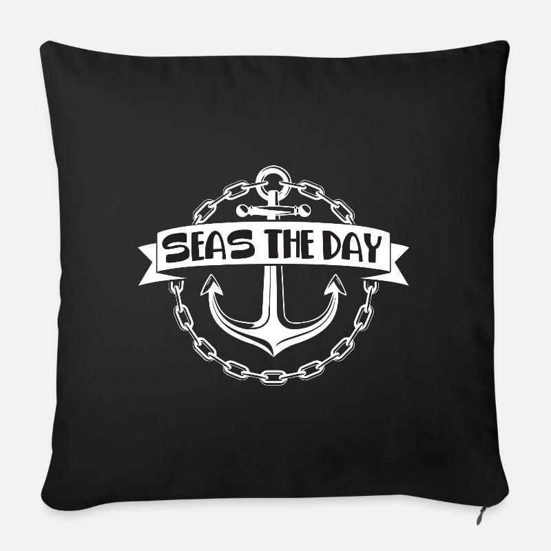 Anker und Segeltau segel in den Tag - Sofakissenbezug 45 x 45 cm - Schwarz
