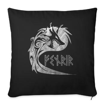 Wolf Fenrir Mythical Creature Viking Norse Myth - Sofa pillowcase 17,3'' x 17,3'' (45 x 45 cm) - black - Front