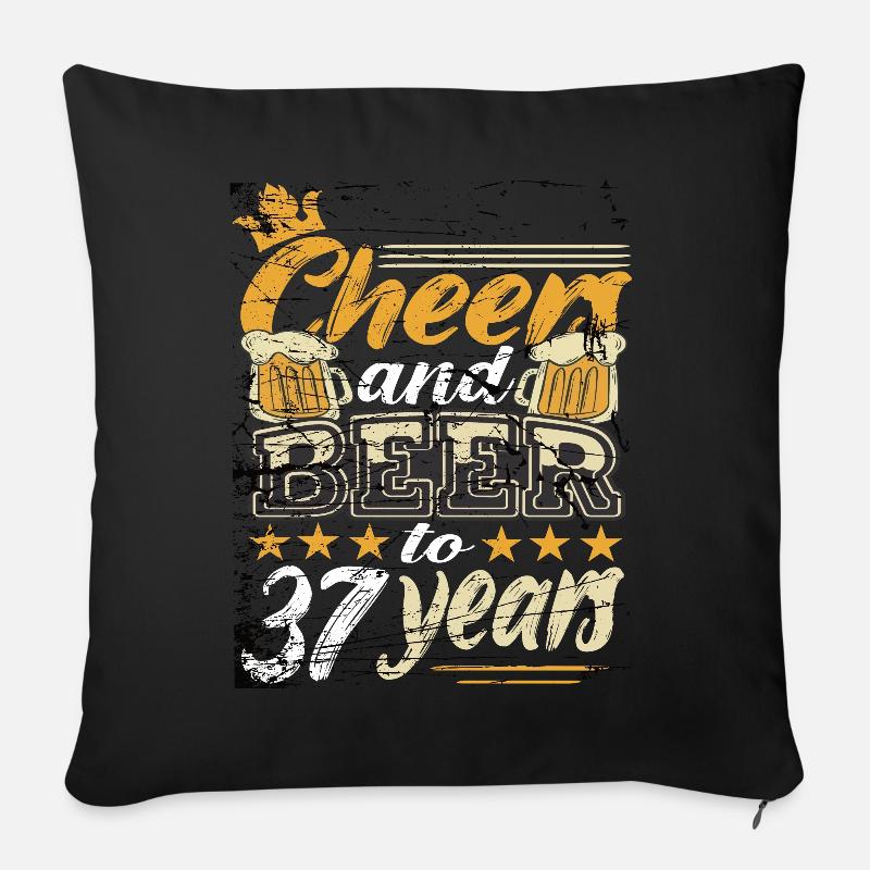 37 Anniversaire Homme - Housse de coussin décorative 45 x 45 cm - noir