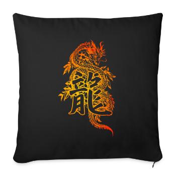 Dragon with Chinese characters - Sofa pillowcase 17,3'' x 17,3'' (45 x 45 cm) - black - Front