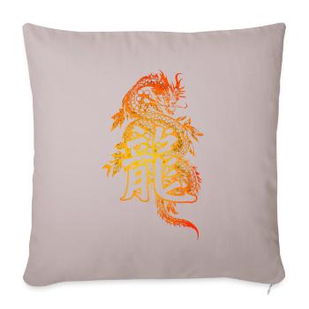 Drache mit chinesischen Schriftzeichen - Sofakissenbezug 45 x 45 cm - helles Taupe - Vorne