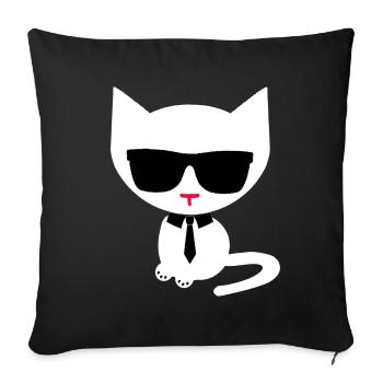 Cool White Cat - Minimal Business Style Design - Sofakissenbezug 45 x 45 cm - Schwarz - Vorne