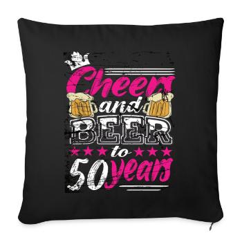 Femme de 50 ans - Housse de coussin décorative 45 x 45 cm - noir - Devant
