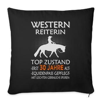 Westernreiterin & Pferd - 30. Geburtstag - Sofakissenbezug 45 x 45 cm - Schwarz - Vorne