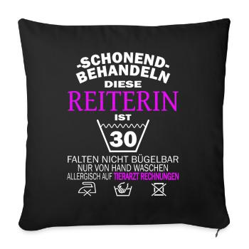Reiterin & Pferd - 30. Geburtstag - Sofakissenbezug 45 x 45 cm - Schwarz - Vorne