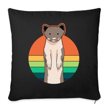 Marten weasel retro ferret - Sofa pillowcase 17,3'' x 17,3'' (45 x 45 cm) - black - Front