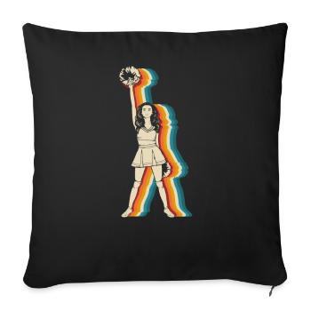 Cheer Cheerleading Rétro Vintage - Housse de coussin décorative 45 x 45 cm - noir - Devant