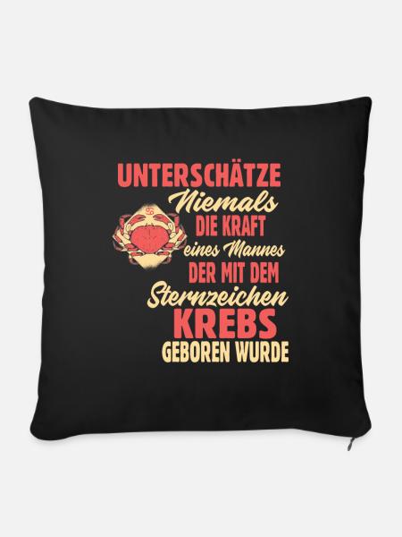 Sternzeichen Krebs - Sofakissenbezug 45 x 45 cm - Schwarz