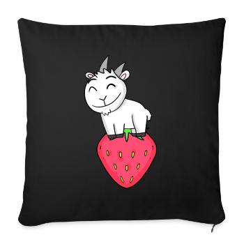 Bock à la fraise - chèvre chèvre - Housse de coussin décorative 45 x 45 cm - noir - Devant