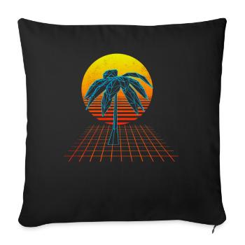 Vaporwave Sun Palm - Housse de coussin décorative 45 x 45 cm - noir - Devant