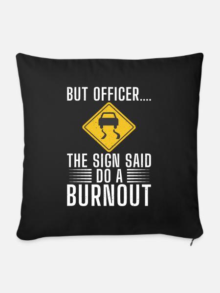 Straßenschild Burnout - Sofakissenbezug 45 x 45 cm - Schwarz