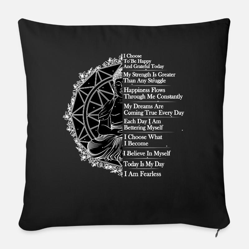 Positive Bestätigung Mantra Buddha - Sofakissenbezug 45 x 45 cm - Schwarz