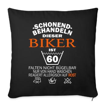 Motorradfahrer & Biker 60. Geburtstag - Sofakissenbezug 45 x 45 cm - Schwarz - Vorne