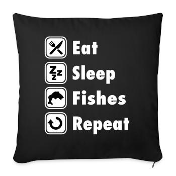 T-SHIRT - Eat Sleep Fish Repeat - Sofa pillowcase 17,3'' x 17,3'' (45 x 45 cm) - black - Front