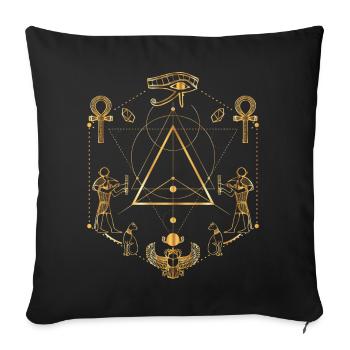 Ancient Egyptian Sacred Geometry Mystical Design - Sofa pillowcase 17,3'' x 17,3'' (45 x 45 cm) - black - Front