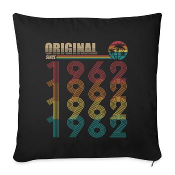 60e anniversaire né en 1962 Original depuis 1962 - Housse de coussin décorative 45 x 45 cm - noir - Devant