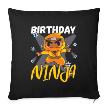 Anniversaire Ninja Jeune Anniversaire Ninja Cadeau - Housse de coussin décorative 45 x 45 cm - noir - Devant