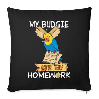 The budgie ate my homework - Sofa pillowcase 17,3'' x 17,3'' (45 x 45 cm) - black - Front