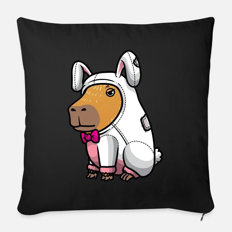 Lapin de Pâques Capybara Rongeur - Housse de coussin décorative 45 x 45 cm - noir