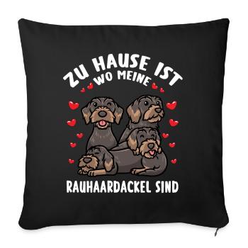 Rough-haired Dachshund Dog - Sofa pillowcase 17,3'' x 17,3'' (45 x 45 cm) - black - Front