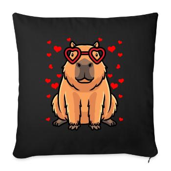 Capybara Cœur Animal Capybara - Housse de coussin décorative 45 x 45 cm - noir - Devant