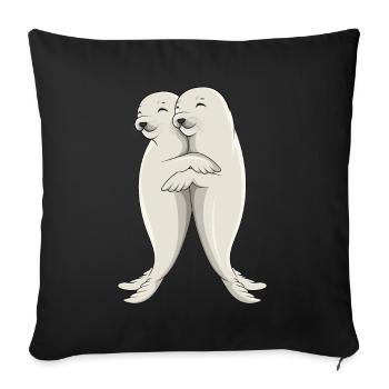 Seal Sea Lion Seal Seal Children - Sofa pillowcase 17,3'' x 17,3'' (45 x 45 cm) - black - Front