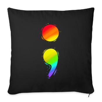 Colorful Semicolon For Mental Health Awareness - Sofa pillowcase 17,3'' x 17,3'' (45 x 45 cm) - black - Front