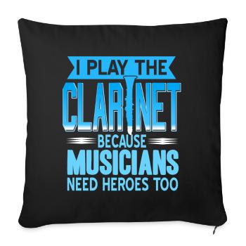 I play the clarinet - Sofa pillowcase 17,3'' x 17,3'' (45 x 45 cm) - black - Front