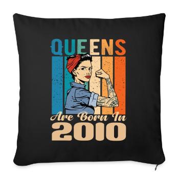 Les reines sont nées en 2010 - Housse de coussin décorative 45 x 45 cm - noir - Devant