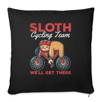 Sloth Cycling Team We will make it - Sofa pillowcase 17,3'' x 17,3'' (45 x 45 cm) - black - Front