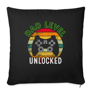 La grossesse déverrouillée de niveau papa révèle un nouveau papa drôle - Housse de coussin décorative 45 x 45 cm - noir - Devant