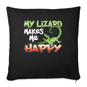 My Lizard Makes Me Happy Lizard Lizard Lizard - Sofa pillowcase 17,3'' x 17,3'' (45 x 45 cm) - black - Front