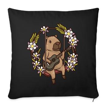Capybara Rodent Guitar - Sofa pillowcase 17,3'' x 17,3'' (45 x 45 cm) - black - Front