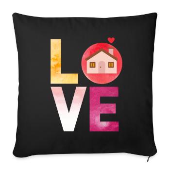 LOVE Home House Home - Sofa pillowcase 17,3'' x 17,3'' (45 x 45 cm) - black - Front