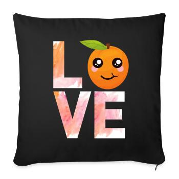 Love Orange LIEBE Orangen Zitrusfrüchte - Sofakissenbezug 45 x 45 cm - Schwarz - Vorne