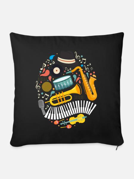 Jazz Tshirt - Sofakissenbezug 45 x 45 cm - Schwarz