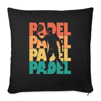 Retro Padel Athlète Padel Sport Padel Joueur - Housse de coussin décorative 45 x 45 cm - noir - Devant