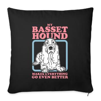 Basset Hound Dogs | Dog Owner Gift - Sofa pillowcase 17,3'' x 17,3'' (45 x 45 cm) - black - Front